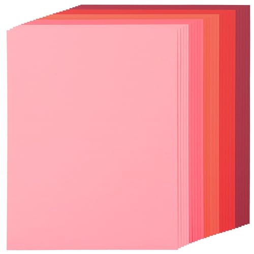 25 Sheets 5 Pink Colors Cardstock Paper 8.5 X 11 Doubled-sided Red Card Stock 92lb/250gsm Heavy Weight Thick Craft Construction Paper for Valentines Day Art Scrapbooking Printer UAP13MXRE25