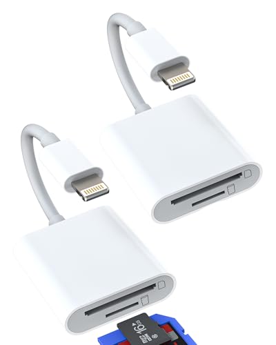 Lightning a Micro SD Card Reader Adaptador Lector de Tarjetas SD (2Pack)Para Apple iPhone 14 13 12 11 Pro Max 7 8 Plus Para iPad Air Accesorios Lector Compact Flash Cable Conector Memory Stick Adapter