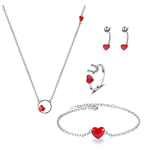 Bijoux en Argent 925 cœur rouge raffiné pour mariage