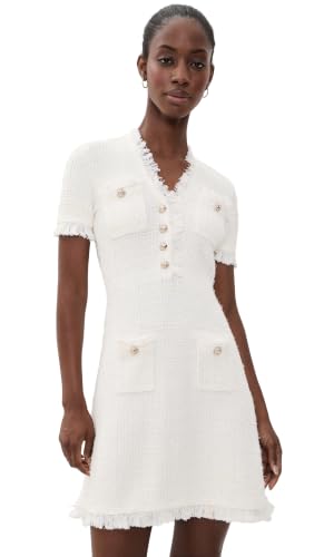 Self Portrait Women's Cream Textured Knit Mini Dress, Cream, L