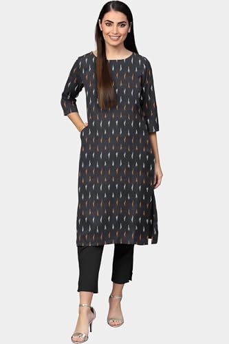 Image of Cotton Pochampally ikat unstitched blouse, Kurthi, long frock fabric material for women (1 meter, 2 meters & 3 meters)