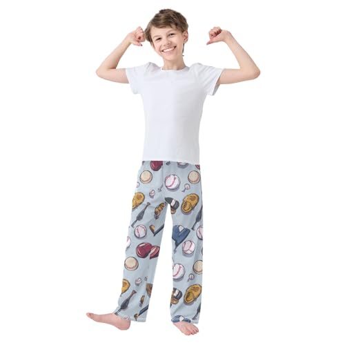 ZZXXB Baseball Sport Boys Long Pants Soft Trousers Elastic Waist Kids Lounge Bottoms with Pockets S-XL3