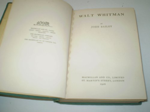 Walt Whitman B00085AFR0 Book Cover