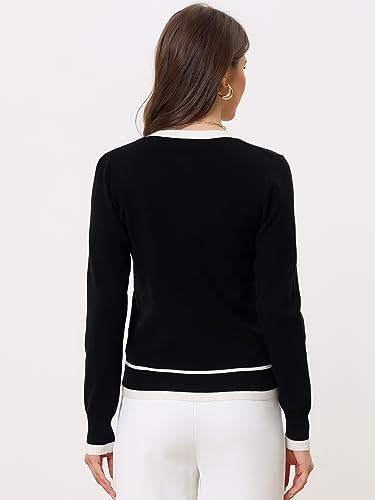 Allegra K Women's Button Knit Cardigan Contrast Color 2023 Fashion V Neck Long Sleeve Cardigan Sweater4