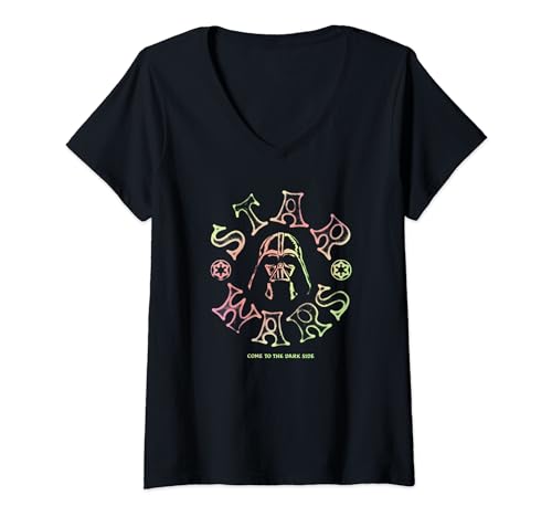 T-shirt Star Wars Darth Vader col V motif splash coloré