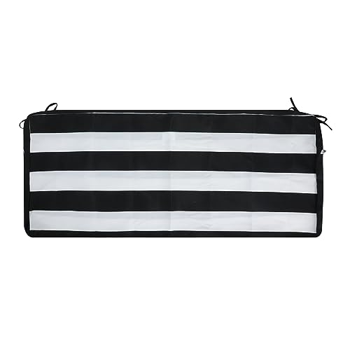 Magpie Fabrics Patio Bench Cushion Cover 48x18x3 Inch, NO Insert! Water&Fade Resistant Outdoor Loveseat Replacement Cover with Zipper (Black White)