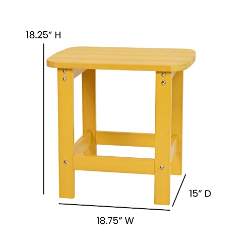 Bizchair All-Weather Poly Resin Wood Adirondack Side Table In Yellow #TOP1