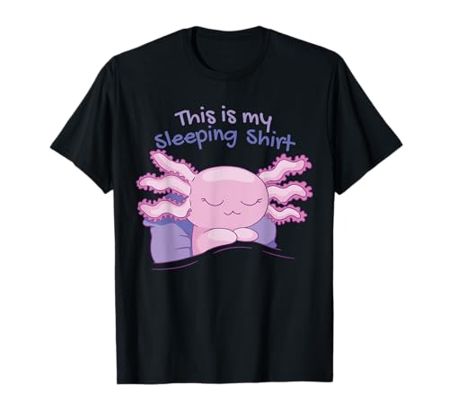 Cute Sleep Shirt Fun PJ Sleeping Axolotl Pajama Bed Night T-Shirt