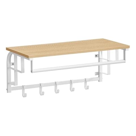 VASAGLE Wall-Mounted Coat Rack with Shelf Cover