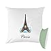 Mygoodprice Coussin Bicolore imprimé 40x40 cm Tour Eiffel Paris Vert