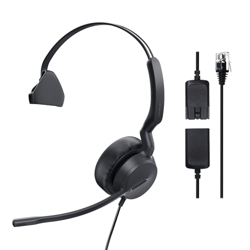 Yealink YHS36 E2 QD to RJ9 Wired Headset for Office Phones