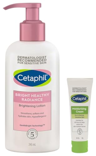 Image of Cetaphil Bright Healthy Radiance Brightness Lotion 245ml Dermatologist Tested Niacinamide & Sea Daffodil Dark Spot Reduction Even Skin Tone Moisturising Cream for Face & Body skin 80 gm
