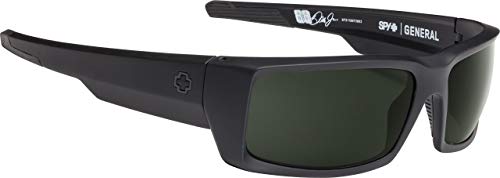 Spy Optic Men's General Rectangular Sunglasses, Soft Matte Black/Happy Gray/Green, 60 Mm #TOP2