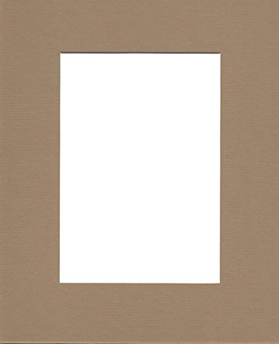 Pack of (2) 16x20 Acid Free White Core Picture Mats Cut for 11x14 Pictures in Khaki Brown-image-48