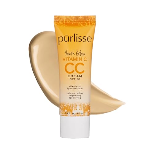 pūrlisse Youth Glow Vitamin C CC Cream SPF 50 - Radiant Finish Tinted Moisturizer - Korean Skin...