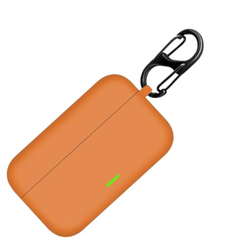 Image of Anvique Silicone Case Cover for Realme Buds T500 Pro, Shockproof Protective Earbuds Cover with Keychain Hook, Anti-Scratch Soft Silicone Skin, Full Body Protection Case (Orange S)