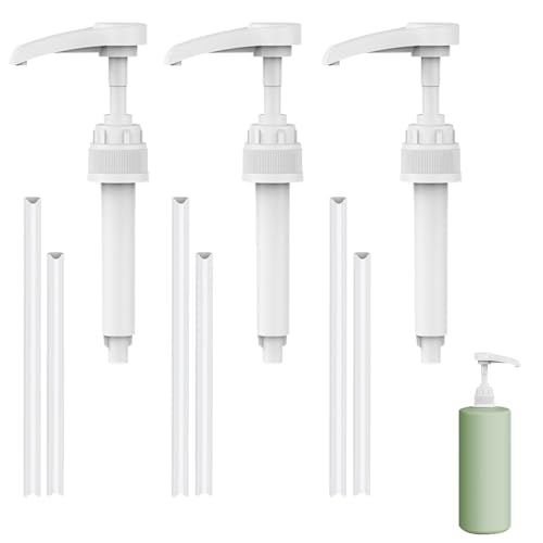 Jizxol Dosierpumpe für Nutrition Vital Drink Zerop, 3 Stück Pumpspender, Dosierpumpe 1L Sirup, Wiederverwendbar Shampoo Pumpkopf, Mit 3 Langen und 3 kurzen Schläuchen für 500ml/1000ml Flaschen.