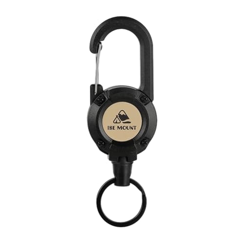 Heavy Duty Retractable Tether Pull Badges ID Holder 23.6in Cord Carabiner Keychain Buckle Key Holder Hold Multiple Tools Outdoor (Black)