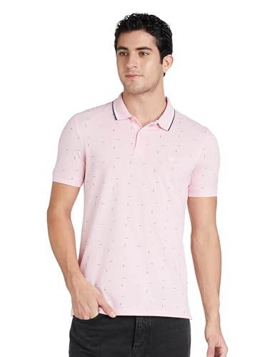 Image of Allen Solly Men's Polo T-Shirt | Polycotton Blend | Color-Block Print | Regular Fit | Smart Casual Wear