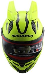 Casco de motocicleta de cara completa con orejas de cuernos 319 verde equitación motocross Racing Motobike casco casco de motocicleta