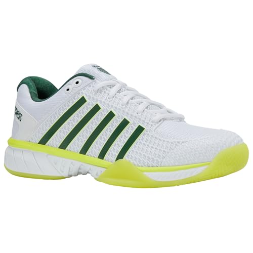 Image of K-Swiss Men's Express Light Pickleball Shoe (White /Neon Lime /Eden) (10.5)