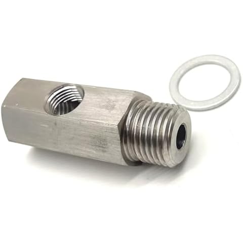 Stainless Steel M16 1.5 Oil Pressure Sensor Tee to 1/8 NPT Adapter for Turbo Supply Feed line Oil Pressure Gauge Cover