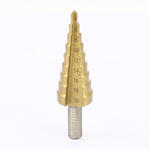 Aexit Gold Tone Metalworking & Multipurpose Drill Bits Round Shank Titanium Coated 9 Step Drill Step Drill Bits Bit 4-20Mm #TOP13