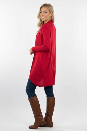 Image of ToBeInStyle Womens Open Front Long Sleeve Lightweight Asymmetrical Draped Cardigan with Side Pockets