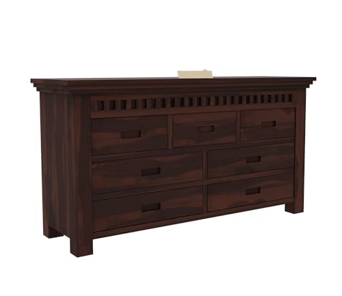 Image of Home Furniture Sheesham Wood Sideboard Cabinet with 3 Drawers and 3 Shelves for Living Room Furniture, Kitchen Cabinet Storage (Walnut Finish)