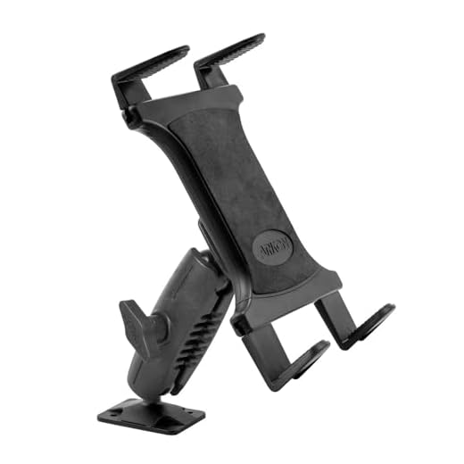 Arkon Mounts Heavy-Duty Drill Base Tablet Mount, Adjustable, 360 Degree Positioning, Low Vibration Spring-Loaded AMPS Tablet Holder fits all 7”-18” tablets (iPad, Samsung) TABRMAMPS