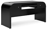 Signature Design by Ashley Rowanbeck Contemporary 2-Drawer 60' Home Office Desk with Pull-Out Keyboard Tray, Cord Management, USB Charging Ports and 2 Utility Bins, Black