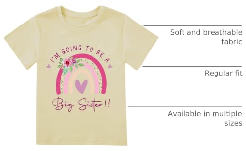 Image of Big Sister Announcement T Shirt Toddler Girls Promoted to Big Sister Tees Outfits 1-7 Years