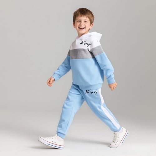 Kids Boys Clothes Color Blocking Hoodie Sweatshirts and Pant 2Pcs Fall Outfits Set Size 5-104