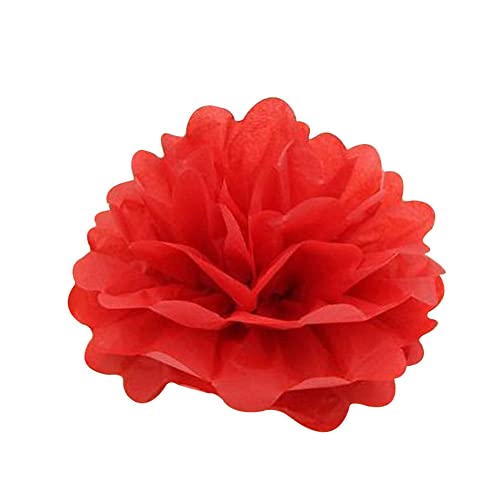 24 pompones de papel de seda, 25 cm, decoración de bodas, pompones de papel decorativo, flores de papel para cumpleaños, bodas, fiestas, salones, decoración, color rojo
