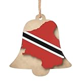 Trinidad & Tobago Flagge Map03 Druck, 6 Stück, Weihnachtsbaum-Hängedekoration, Holzenglocke, Baum, Schneemann, Formen für Weihnachts-Setup
