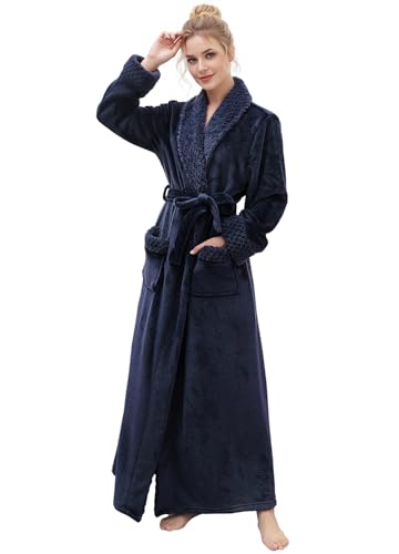 Image of Hellomamma Long Bath Robe for Womens Plush Soft Fleece Bathrobes Nightgown Ladies Pajamas Sleepwear Housecoat