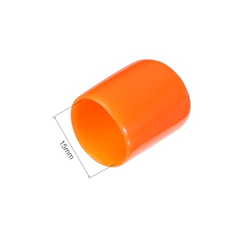 Image of MECCANIXITY 50pcs 15mm Rubber End Caps Cover PVC Vinyl Screw Thread Protector Round Wire Shelf Caps for Screw Bolt Pipe Fence Post, Orange