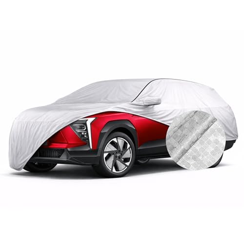 Image of SEAZEN Waterproof Car Cover for Mahindra XEV 9e | Dustproof, UV & Scratch Resistant Soft Cotton Lining | Triple Stitched, Mirror Pockets & Elastic Hem | Metallic Silver with Black Piping