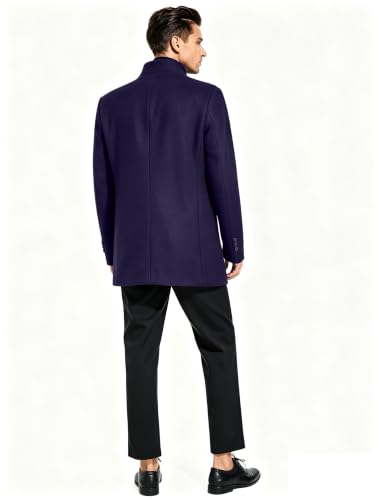 Image of FTCayanz Mens Trench Coat Wool Blend Single Breasted Overcoat | Stand Collar, Fall Slim Fit Top Coat, Winter Warm Coats for Men, Business Work Formal Casual Jacket, Daily Outwear