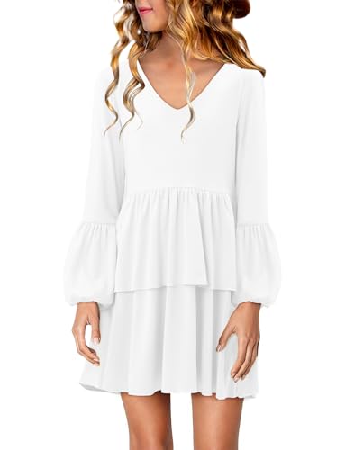 storeofbaby Girls Long Sleeve Dress Casual V Neck Loose Fit Flowy Swing Dresses 4-13 Years