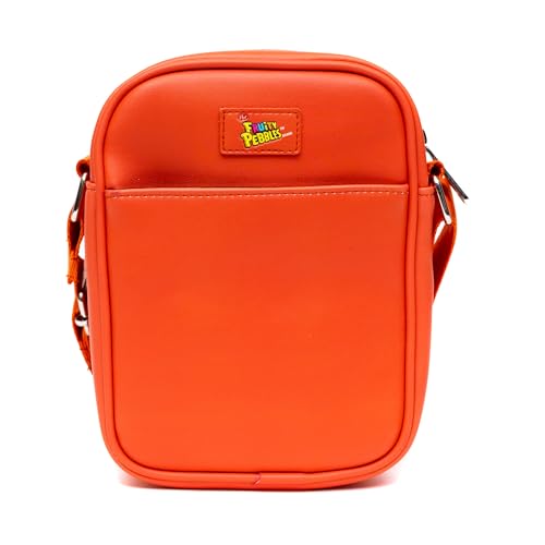 The Flintstones Bag, Crossbody, Fruity Pebbles Fred and Barney Cereal Box Replica, Bright Red, Vegan Leather3