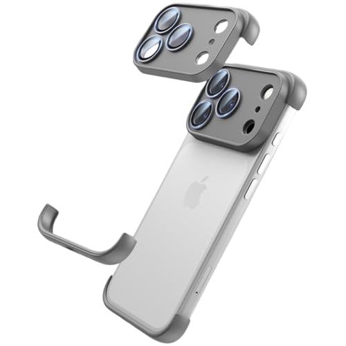 iPhone 17 Pro 用 軽量フレームレスケースで、フルコーナークッションドロップ保護、放熱、ホローバック、エッジスクリーン、レンズ保護が付いています, グレー