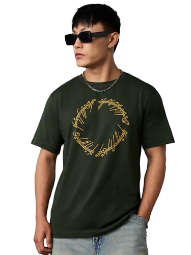 Image of The Souled Store LOTR: One Ring Men and Boys Short Sleeves Round Neck Graphic Printed Cotton Relaxed Fit Lightweight Comfortable All-Season T-Shirt