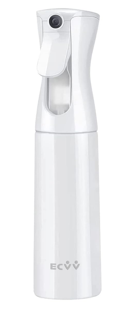 ECVV 300ml Continuous Spray Bottle Plastic Empty Hair Mist Sprayer Ultra Fine Water Mister for Hairstyling Cleaning Salons Plants Pet Care (White)