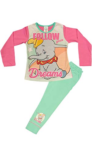 Conjunto de pijama de mezcla de algodón para niñas de 18 meses a 12 años, Dumbo-aqua(3339), 7-8...