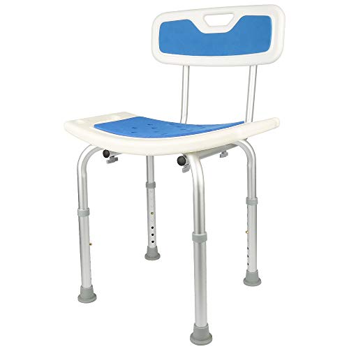 Vendeur pro Tabouret de Douche avec Dossier Rembourré, Chaise de Douche Charge 120KG Réglable en Hauteur 71-83cm Cover