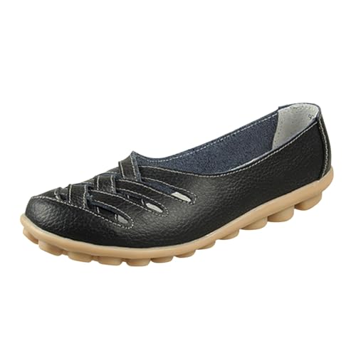 Women's Lug Sole Hollow Flats Comfort Casual Summer Flat Single Shoes Female Round Toe Walking Shoe Non Slip