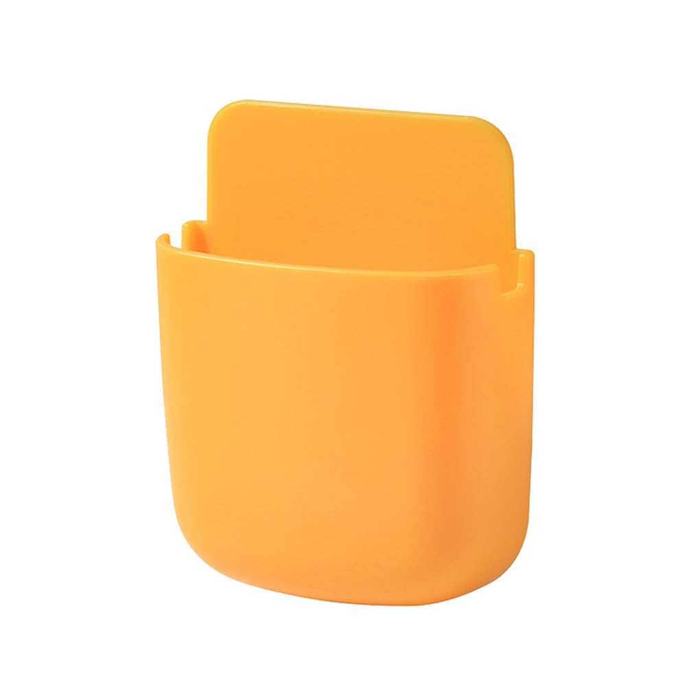 WOVEBIUS Kitchen Remote Control Wall Holder with Charging Hole Home Controller Storage ABS Plastic Organizer Adhesive Case Yellow