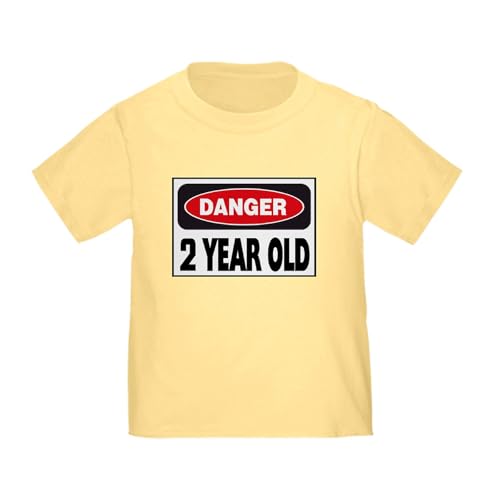 CafePress 2 Year Old Danger Sign Toddler T Shirt Toddler Graphic Tee, 100% Cotton Daffodil Yellow