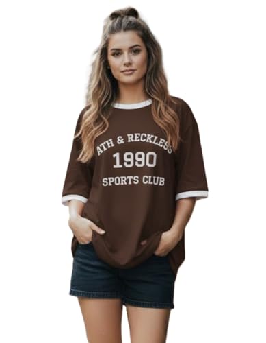 Image of TQH Tshirt for Women | Oversized Tshirt for Woman | Tops for Women Western | Women's Tops | Woman Tee Loose Fit Drop Shoulder Printed T-Shirt for Casual Summer College Travel